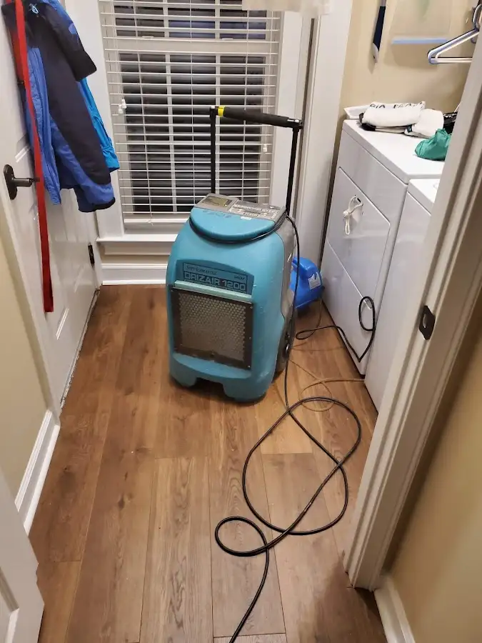 Commercial dehumidifier deployed for Flood Damage Cleanup in Belmont